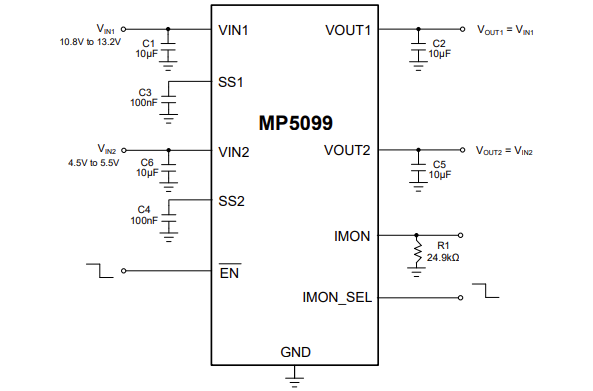 Schematic - Monolithic Power Systems (MPS) EV5099-D-00A Evaluation Board